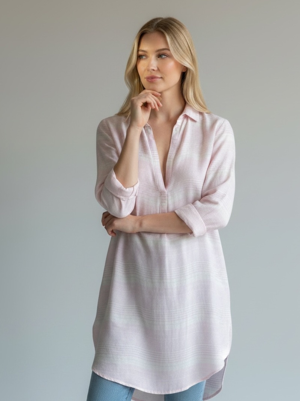 GAP Light Pink & White Women's Tunic Top